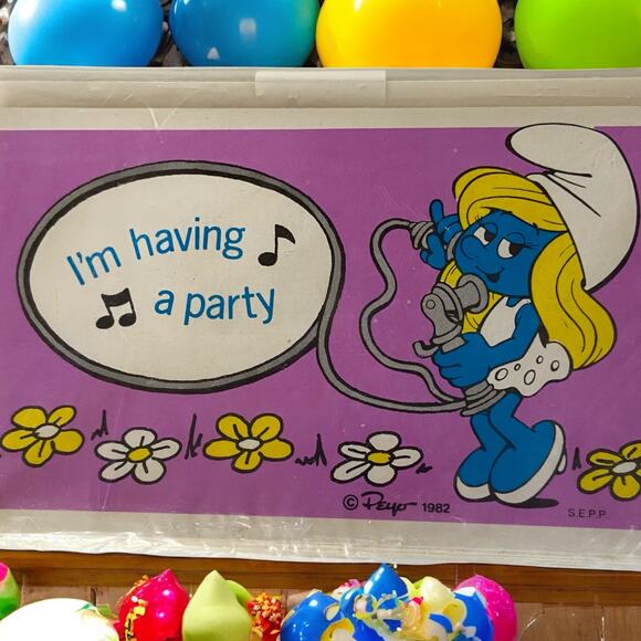 Vintage 1982 Smurf Smurfette Party Birthday Invitations Pack of 8 Toys R Us - Picture 3 of 8